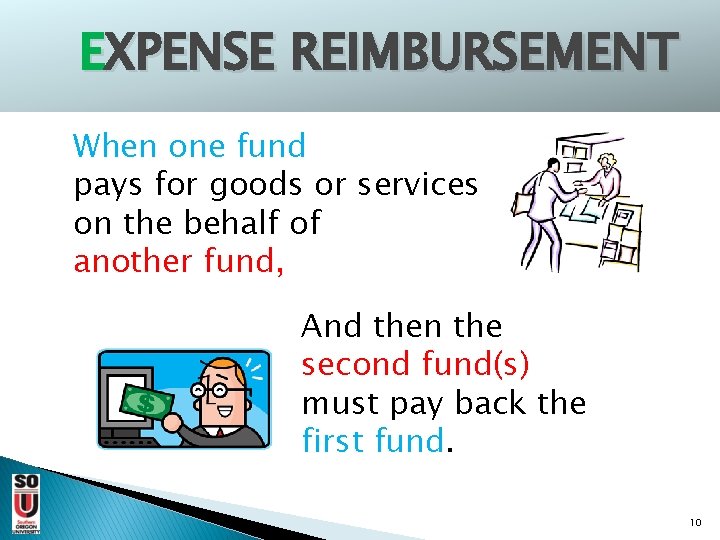 EXPENSE REIMBURSEMENT When one fund pays for goods or services on the behalf of