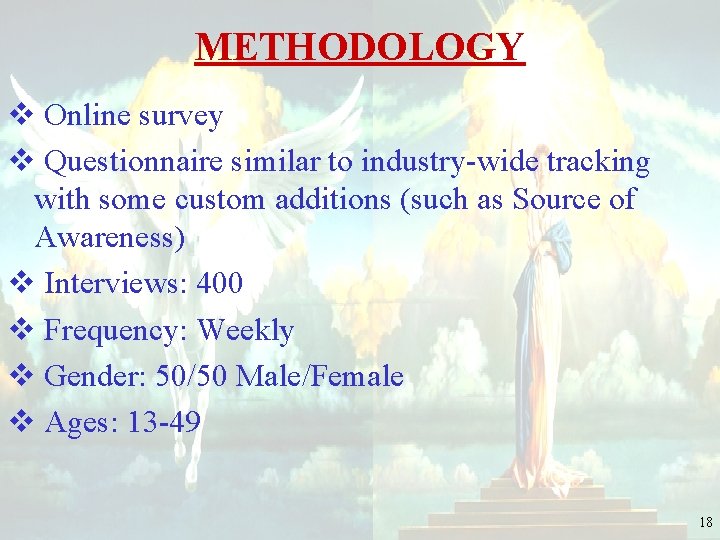 METHODOLOGY v Online survey v Questionnaire similar to industry-wide tracking with some custom additions