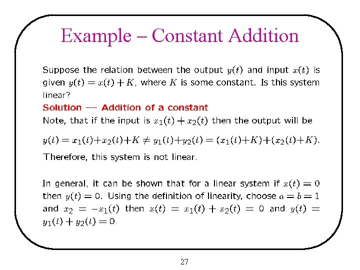 Example – Constant Addition 27 