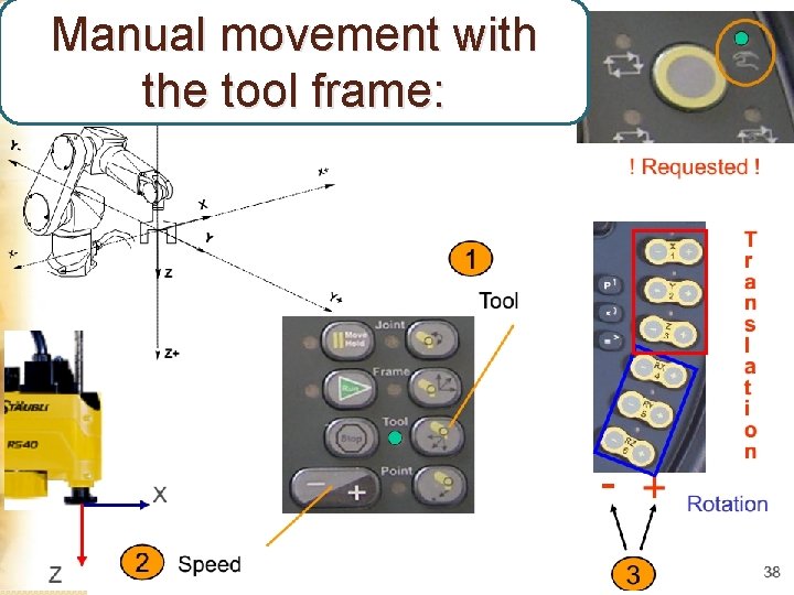 Manual movement with the tool frame: 