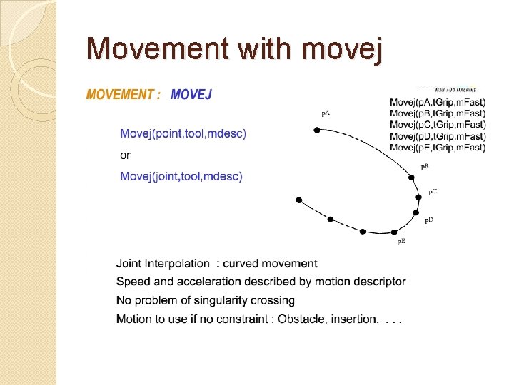 Movement with movej 