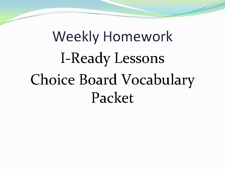 Weekly Homework I-Ready Lessons Choice Board Vocabulary Packet 