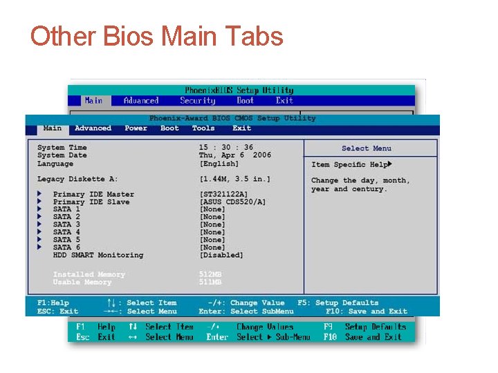 Other Bios Main Tabs 