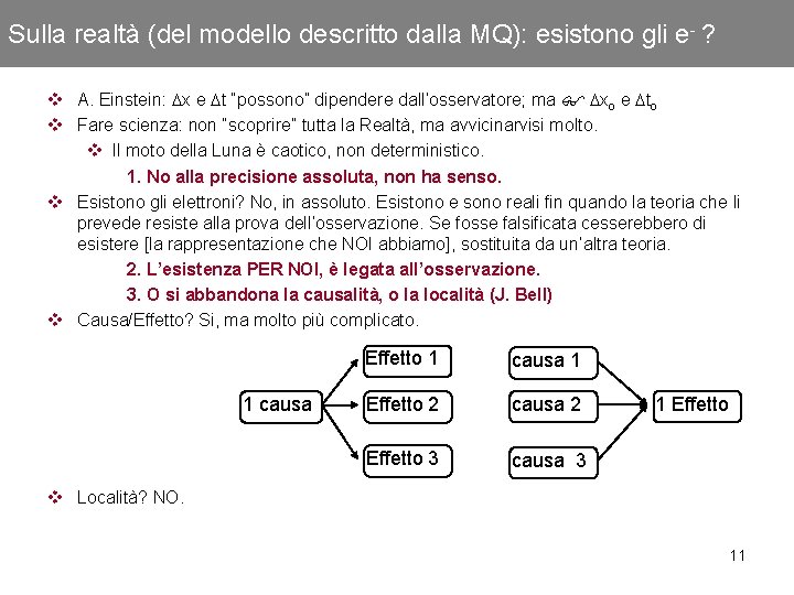 Sulla realtà (del modello descritto dalla MQ): esistono gli e- ? v A. Einstein: