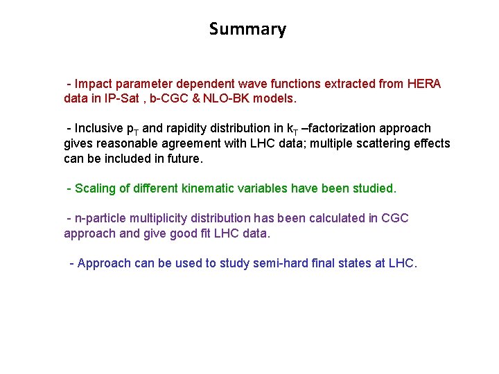 Summary - Impact parameter dependent wave functions extracted from HERA data in IP-Sat ,