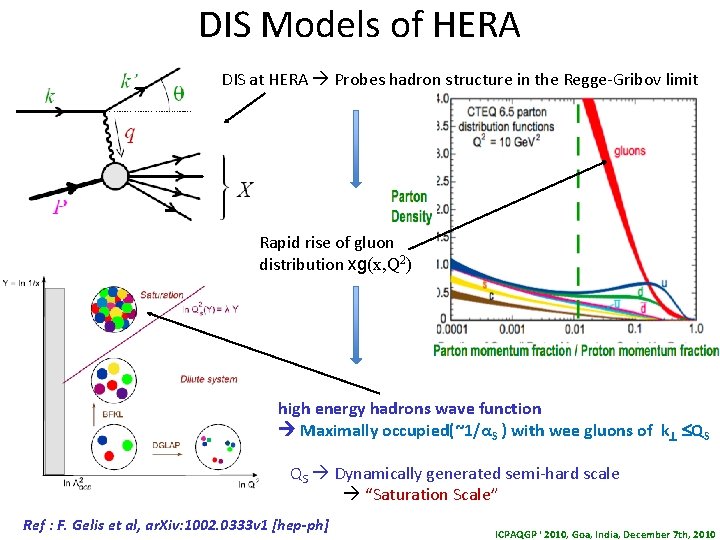 DIS Models of HERA DIS at HERA Probes hadron structure in the Regge-Gribov limit