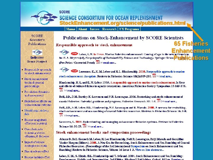 Stock. Enhancement. org/science/publications. html 65 Fisheries Enhancement Publications 