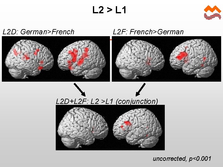 L 2 > L 1 L 2 D: German>French L 2 F: French>German L