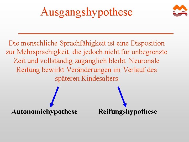 Ausgangshypothese Die menschliche Sprachfähigkeit ist eine Disposition zur Mehrsprachigkeit, die jedoch nicht für unbegrenzte