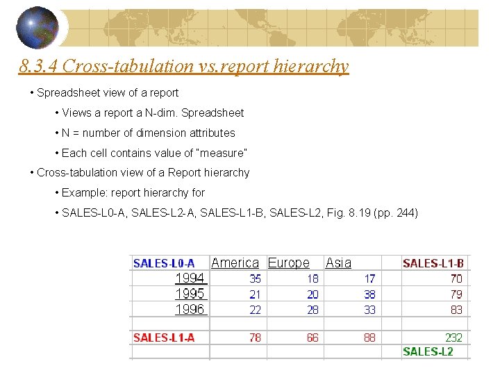 8. 3. 4 Cross-tabulation vs. report hierarchy • Spreadsheet view of a report • 8. 3. 4 Cross-tabulation vs. report hierarchy • Spreadsheet view of a report •