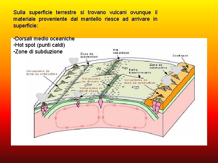 Sulla superficie terrestre si trovano vulcani ovunque il materiale proveniente dal mantello riesce ad