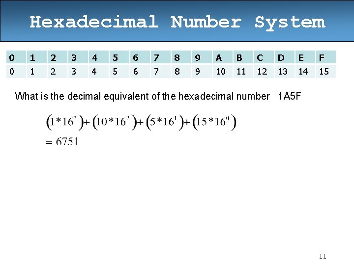 Hexadecimal Number System 0 1 2 3 4 5 6 7 8 9 A Hexadecimal Number System 0 1 2 3 4 5 6 7 8 9 A