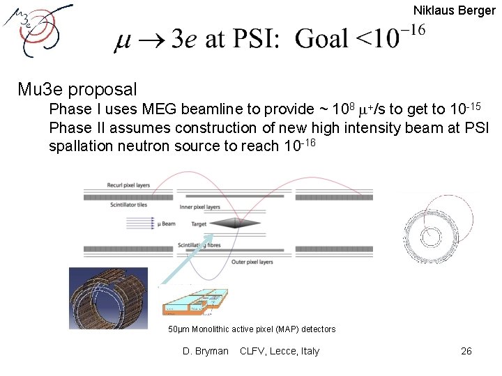 Niklaus Berger Mu 3 e proposal Phase I uses MEG beamline to provide ~