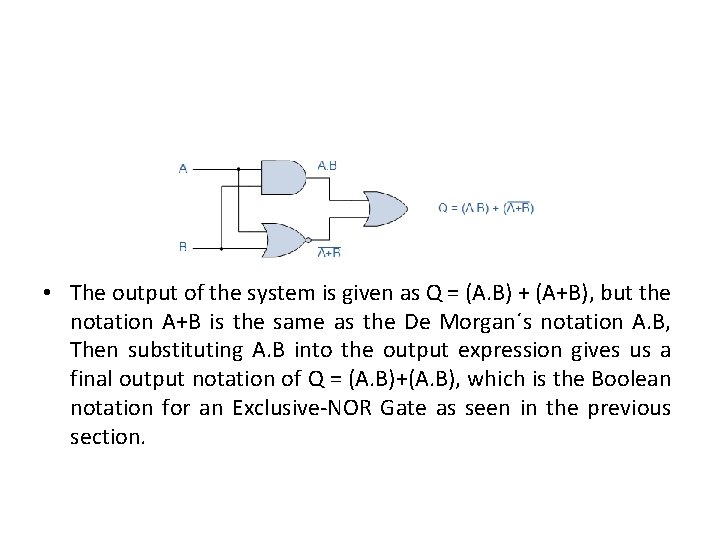 • The output of the system is given as Q = (A. B) • The output of the system is given as Q = (A. B)