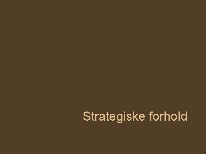 Strategiske forhold 