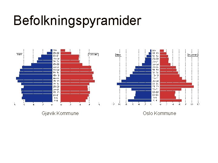 Befolkningspyramider Gjøvik Kommune Oslo Kommune 