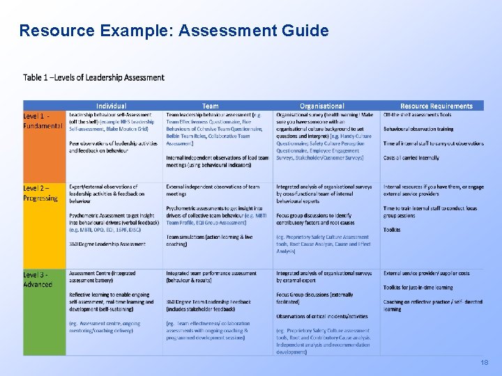 Resource Example: Assessment Guide 18 