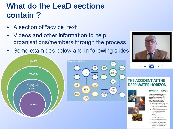 What do the Lea. D sections contain ? • A section of “advice” text