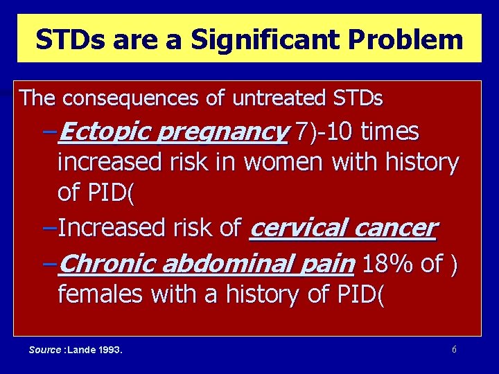 STDs are a Significant Problem The consequences of untreated STDs – Ectopic pregnancy 7)-10