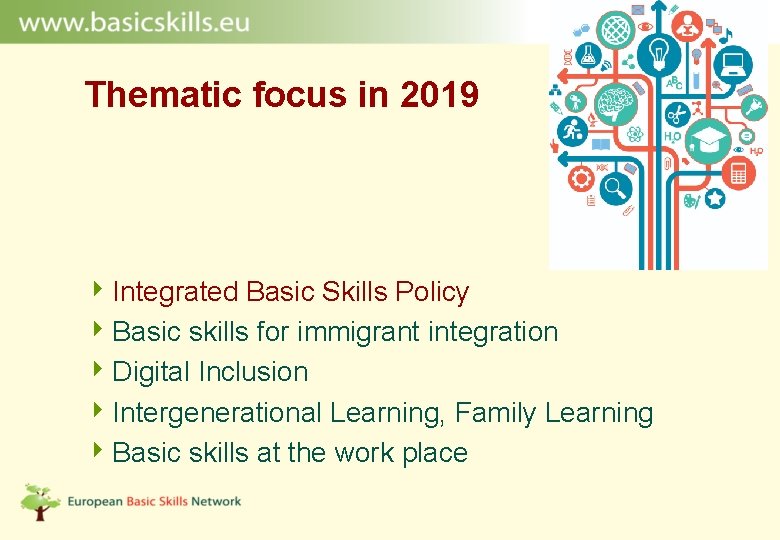 Thematic focus in 2019 4 Integrated Basic Skills Policy 4 Basic skills for immigrant