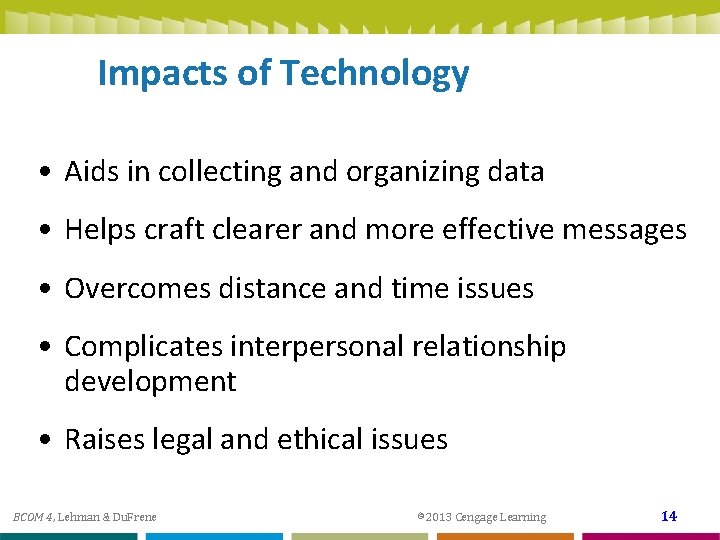 Impacts of Technology • Aids in collecting and organizing data • Helps craft clearer