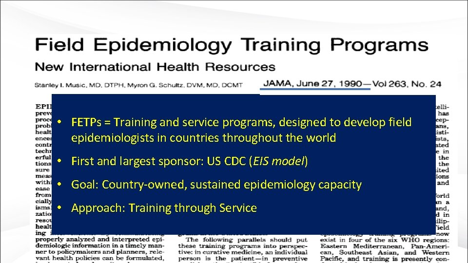 The Global Field Epidemiology Roadmap A Report of