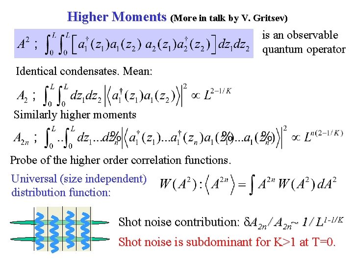 Higher Moments (More in talk by V. Gritsev) is an observable quantum operator Identical