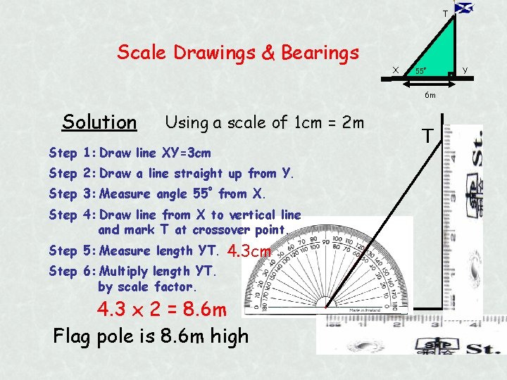 T Scale Drawings & Bearings X 55 o Y 6 m Solution Using a