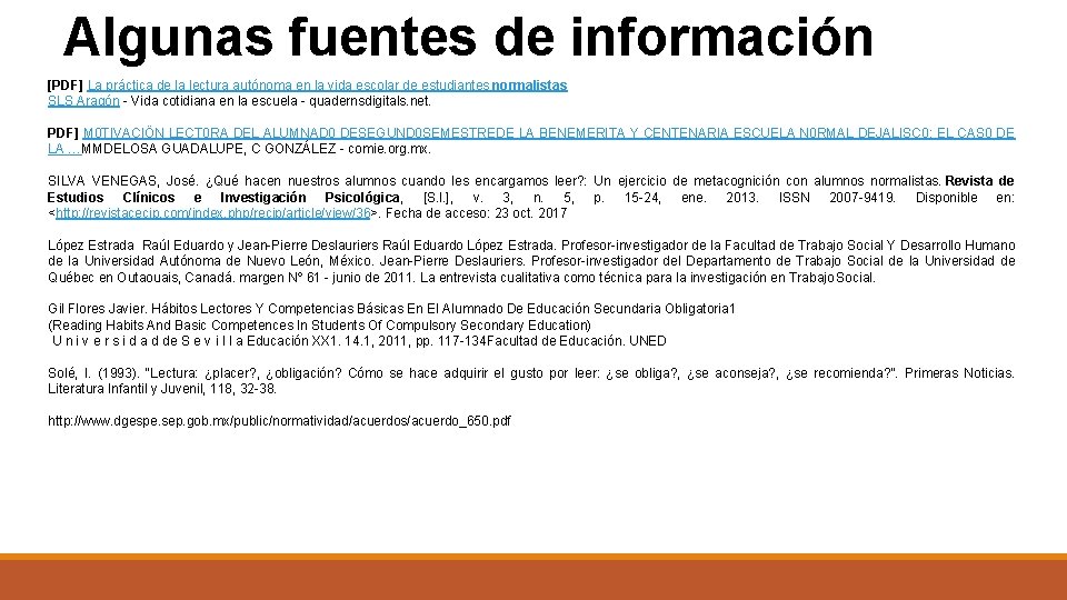 Algunas fuentes de información [PDF] La práctica de la lectura autónoma en la vida