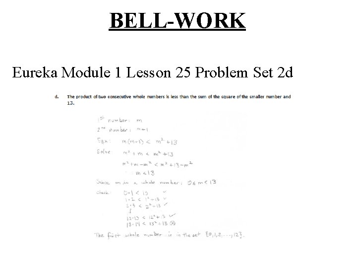 BELL-WORK Eureka Module 1 Lesson 25 Problem Set 2 d 