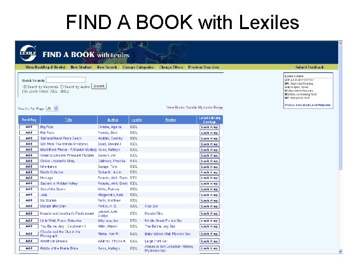 FIND A BOOK with Lexiles 