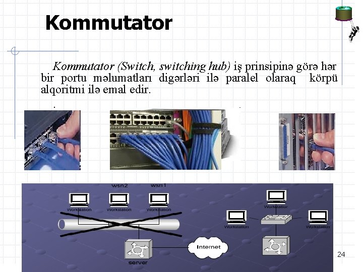 Kommutator (Switch, switching hub) iş prinsipinə görə hər bir portu məlumatları digərləri ilə paralel