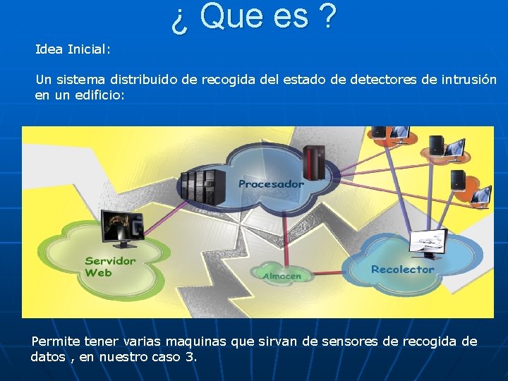 ¿ Que es ? Idea Inicial: Un sistema distribuido de recogida del estado de