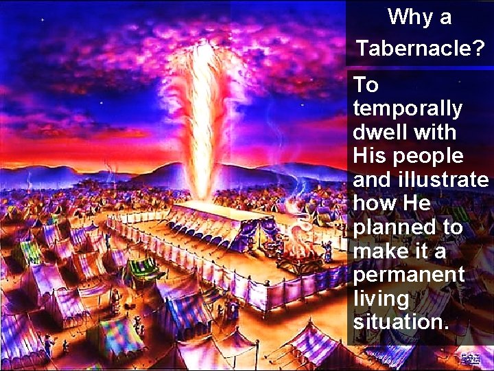 Why a Tabernacle? To temporally dwell with His people and illustrate how He planned