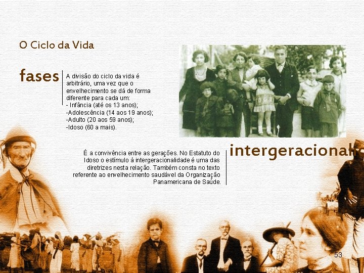 O Ciclo da Vida fases A divisão do ciclo da vida é arbitrário, uma