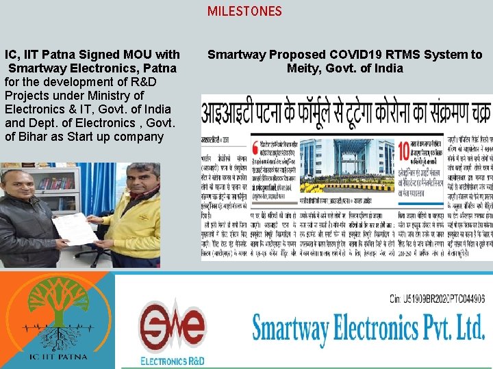 MILESTONES IC, IIT Patna Signed MOU with Smartway Electronics, Patna for the development of