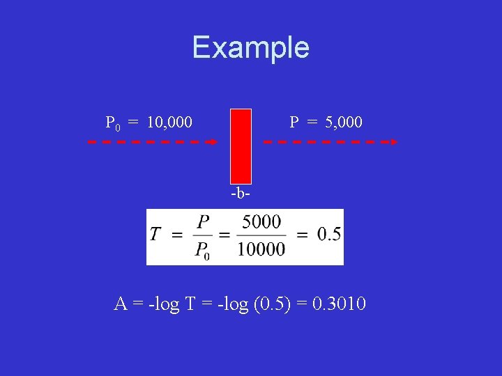 Example P 0 = 10, 000 P = 5, 000 -b- A = -log