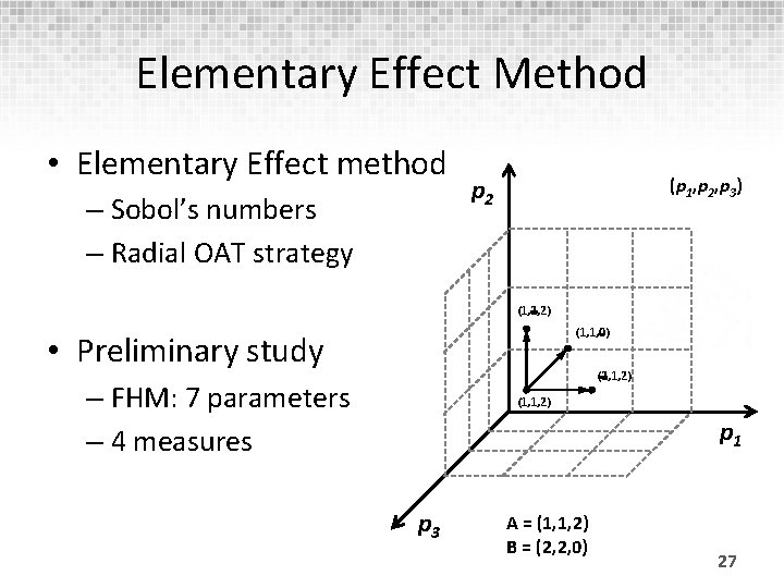 Elementary Effect Method • Elementary Effect method – Sobol’s numbers – Radial OAT strategy