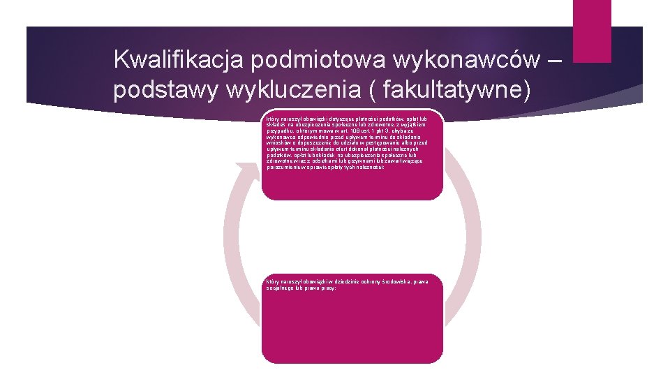 Kwalifikacja podmiotowa wykonawców – podstawy wykluczenia ( fakultatywne) który naruszył obowiązki dotyczące płatności podatków,