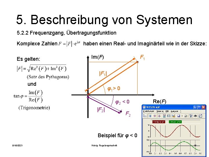 5. Beschreibung von Systemen 5. 2. 2 Frequenzgang, Übertragungsfunktion Komplexe Zahlen Es gelten: haben