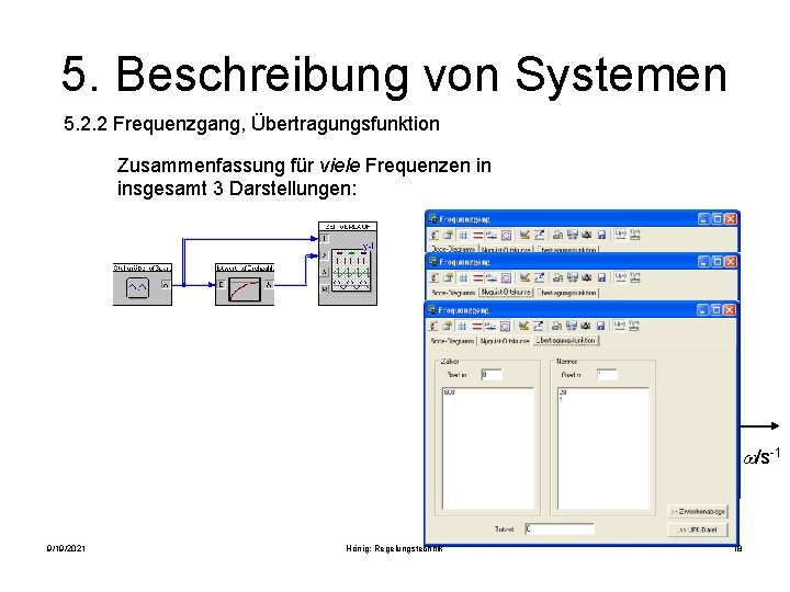 5. Beschreibung von Systemen 5. 2. 2 Frequenzgang, Übertragungsfunktion Zusammenfassung für viele Frequenzen in