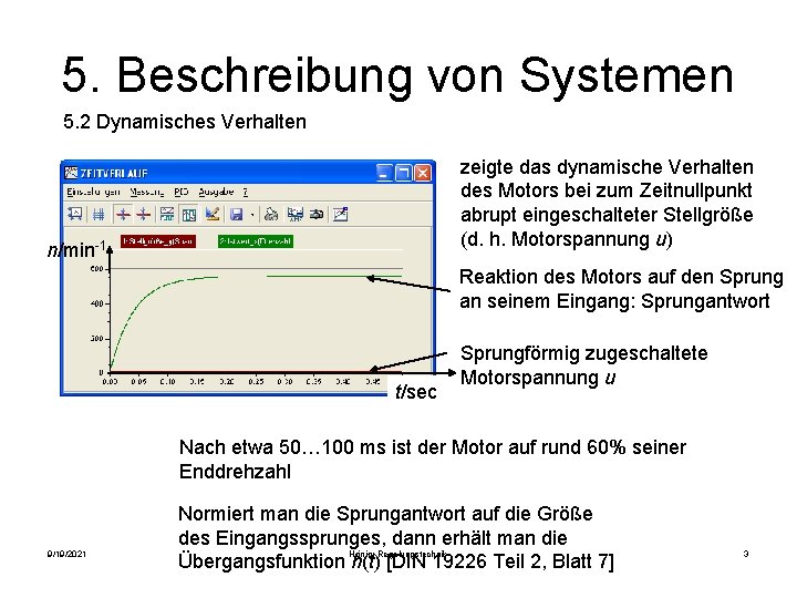 5. Beschreibung von Systemen 5. 2 Dynamisches Verhalten zeigte das dynamische Verhalten des Motors