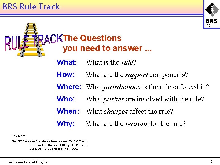 BRS Rule Track BRS inc The Questions you need to answer. . . What: