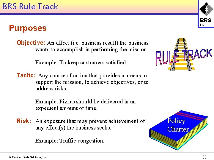 BRS Rule Track BRS inc Purposes Objective: An effect (i. e. business result) the