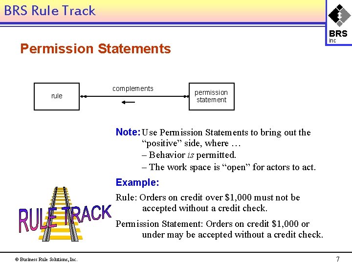 BRS Rule Track BRS inc Permission Statements complements rule permission statement Note: Use Permission