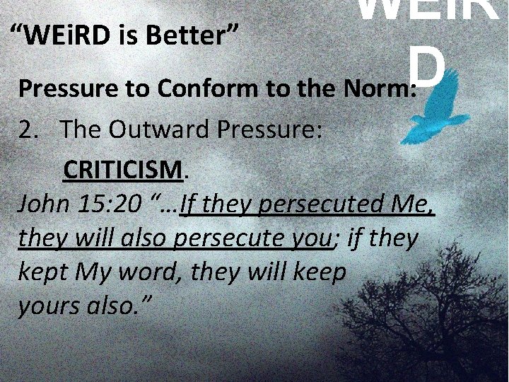 WEi. R “WEi. RD is Better” D Pressure to Conform to the Norm: 2.