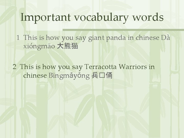 Important vocabulary words 1 This is how you say giant panda in chinese Dà