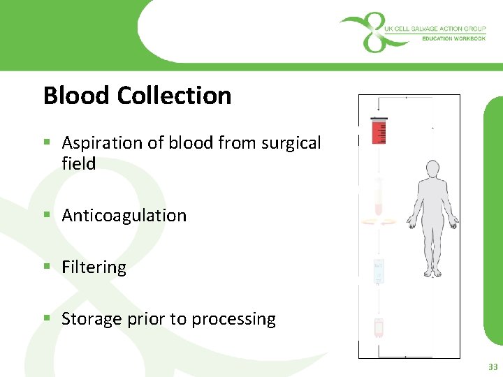 Blood Collection § Aspiration of blood from surgical field § Anticoagulation § Filtering §