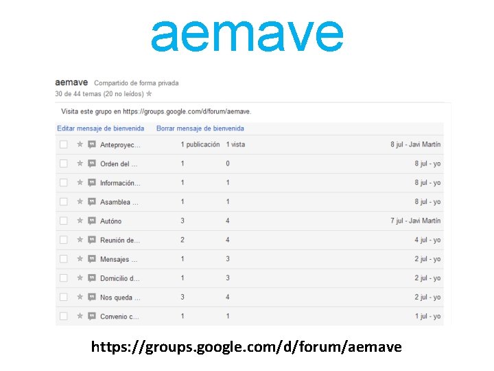 aemave https: //groups. google. com/d/forum/aemave 