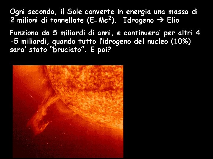 Ogni secondo, il Sole converte in energia una massa di 2 milioni di tonnellate